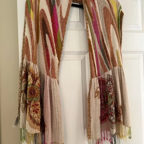 Anthropologie x Vismaya Boho Embroidered Scarf/Wrap, EUC - Picture 2 of 9